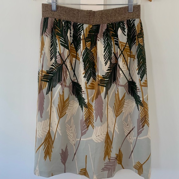 Anthropologie Edme & Esllyte Flurried Plumes Midi Skirt with wool blend trim - Picture 3 of 9